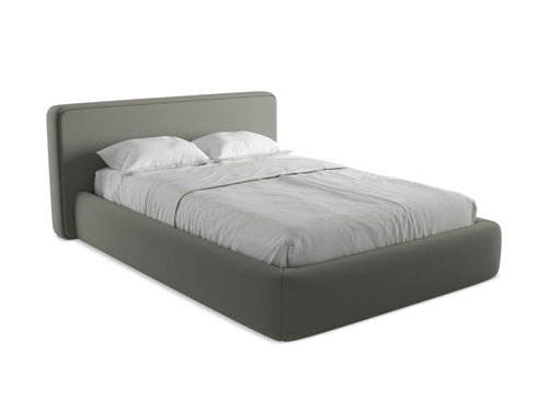 Makamii 200 x 140 cm Pat rabatabil cu lada depozitare, tapitat cu stofa boucle, Kiana C18 Grej