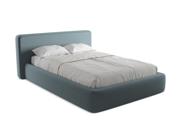 Makamii 200 x 140 cm Pat rabatabil cu lada depozitare, tapitat cu stofa boucle, Kiana C23 Albastru Denim