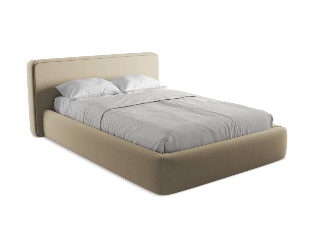 Makamii 200 x 140 cm Pat rabatabil cu lada depozitare, tapitat cu stofa boucle, Kiana C3 Bej