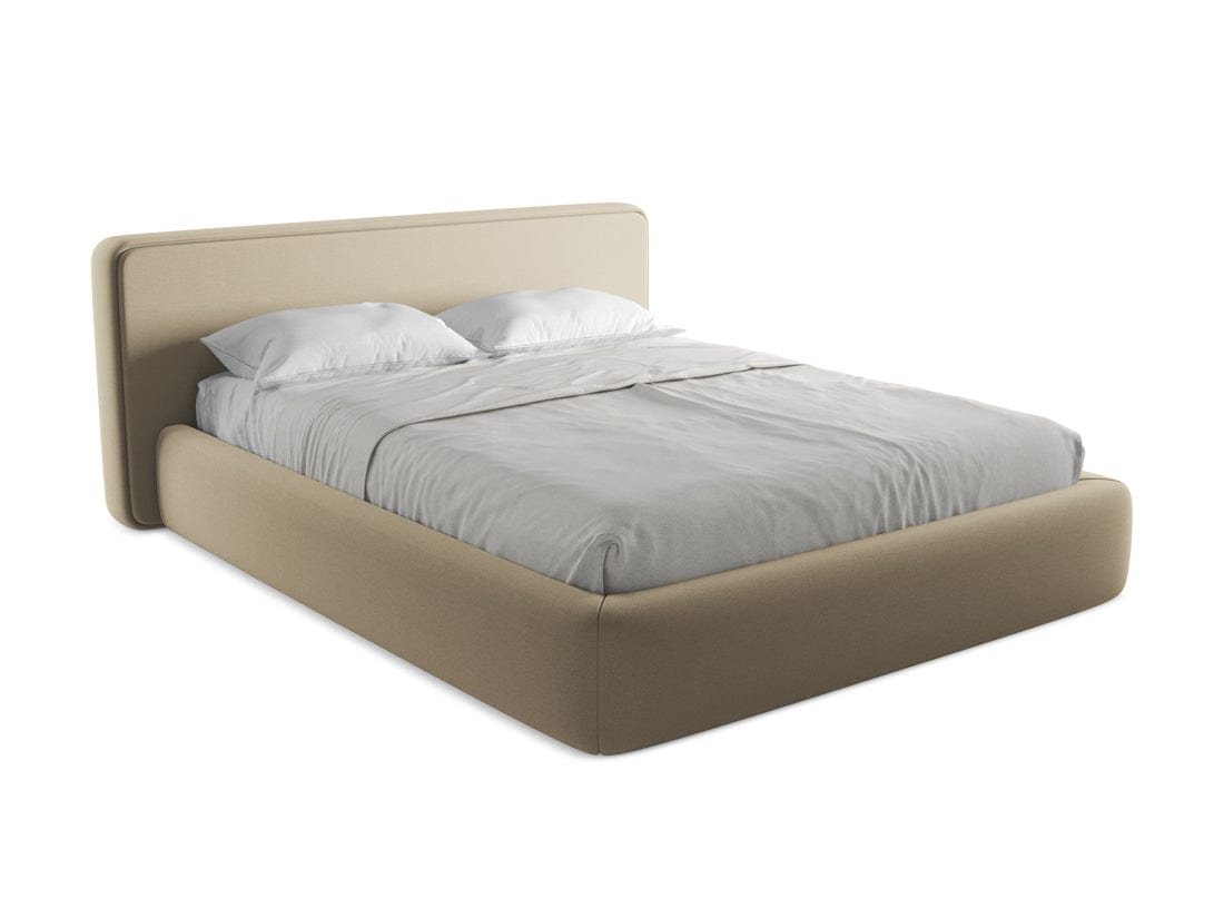 Makamii 200 x 160 cm Pat rabatabil cu lada depozitare, tapitat cu stofa boucle, Kiana C3 Bej