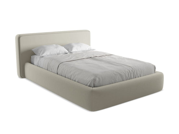 Makamii 200 x 140 cm Pat rabatabil cu lada depozitare, tapitat cu stofa boucle, Kiana C5 Bej Deschis