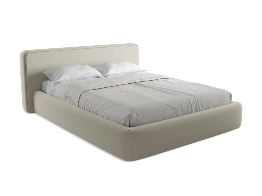 Makamii 200 x 160 cm Pat rabatabil cu lada depozitare, tapitat cu stofa boucle, Kiana C5 Bej Deschis