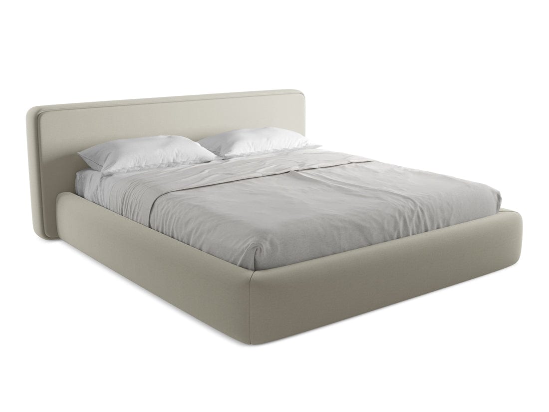 Makamii 200 x 180 cm Pat rabatabil cu lada depozitare, tapitat cu stofa boucle, Kiana C5 Bej Deschis