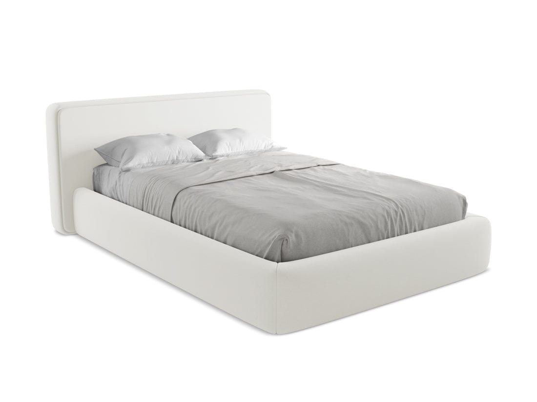 Makamii 200 x 140 cm Pat rabatabil cu lada depozitare, tapitat cu stofa boucle, Kiana C6 Alb