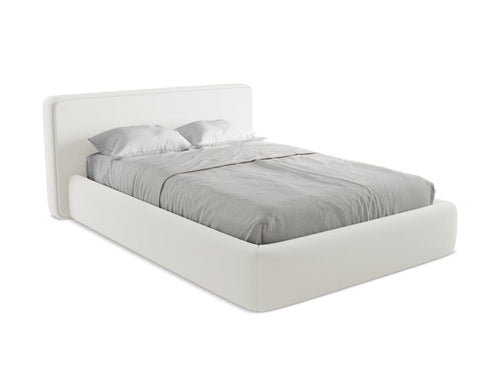 Makamii 200 x 140 cm Pat rabatabil cu lada depozitare, tapitat cu stofa boucle, Kiana C6 Alb