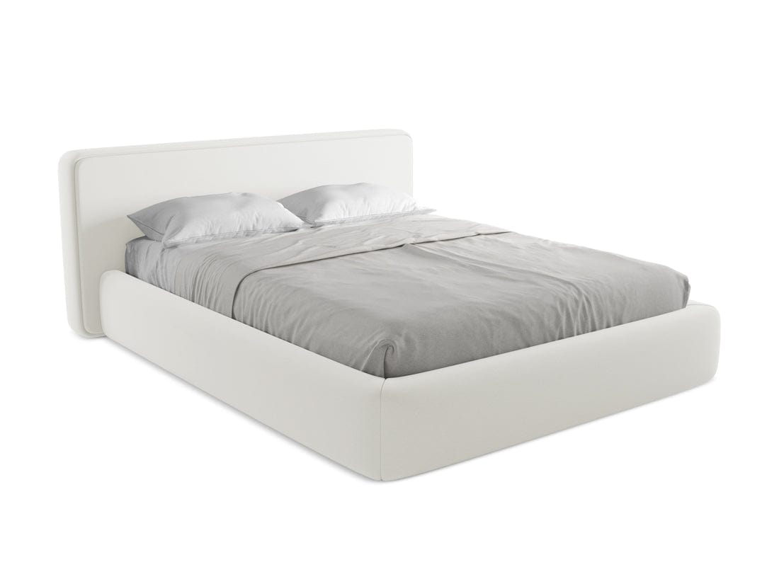 Makamii 200 x 160 cm Pat rabatabil cu lada depozitare, tapitat cu stofa boucle, Kiana C6 Alb