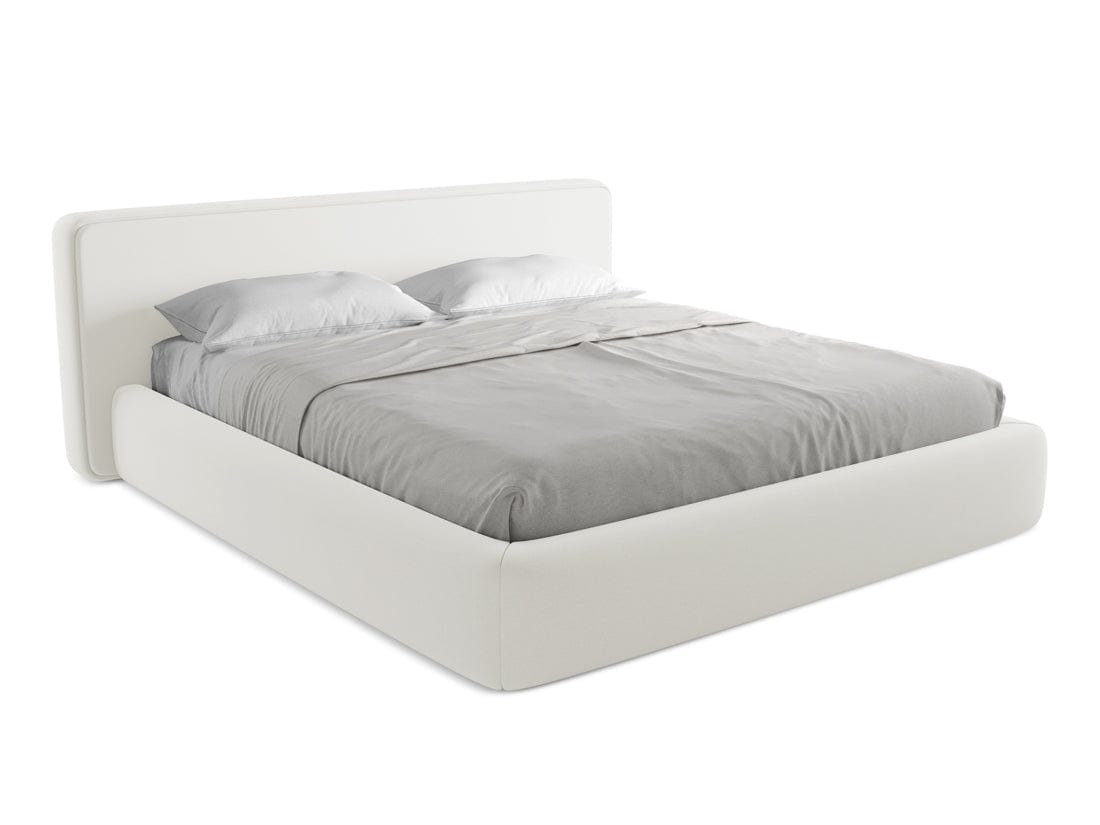 Makamii 200 x 180 cm Pat rabatabil cu lada depozitare, tapitat cu stofa boucle, Kiana C6 Alb