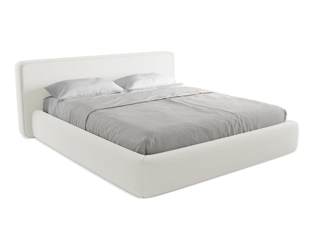 Makamii 200 x 180 cm Pat rabatabil cu lada depozitare, tapitat cu stofa boucle, Kiana C6 Alb