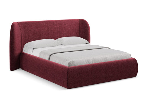 Makamii 200 x 140 cm Pat rabatabil cu lada depozitare, tapitat cu stofa, Hauke C10 Bordeaux