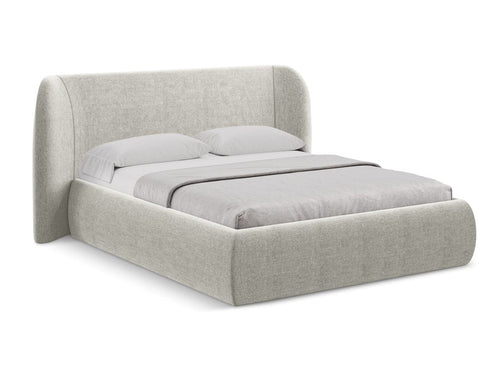 Makamii 200 x 140 cm Pat rabatabil cu lada depozitare, tapitat cu stofa, Hauke C25 Bej