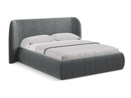 Makamii 200 x 140 cm Pat rabatabil cu lada depozitare, tapitat cu stofa, Hauke C3 Grafit