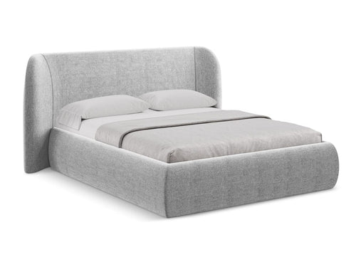 Makamii 200 x 140 cm Pat rabatabil cu lada depozitare, tapitat cu stofa, Hauke C5 Gri Deschis