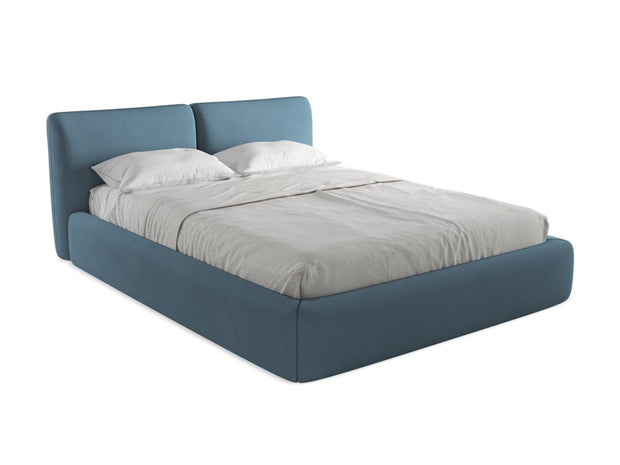 Makamii 200 x 160 cm Pat rabatabil cu lada depozitare, tapitat cu stofa, Hoku C11 Albastru Denim