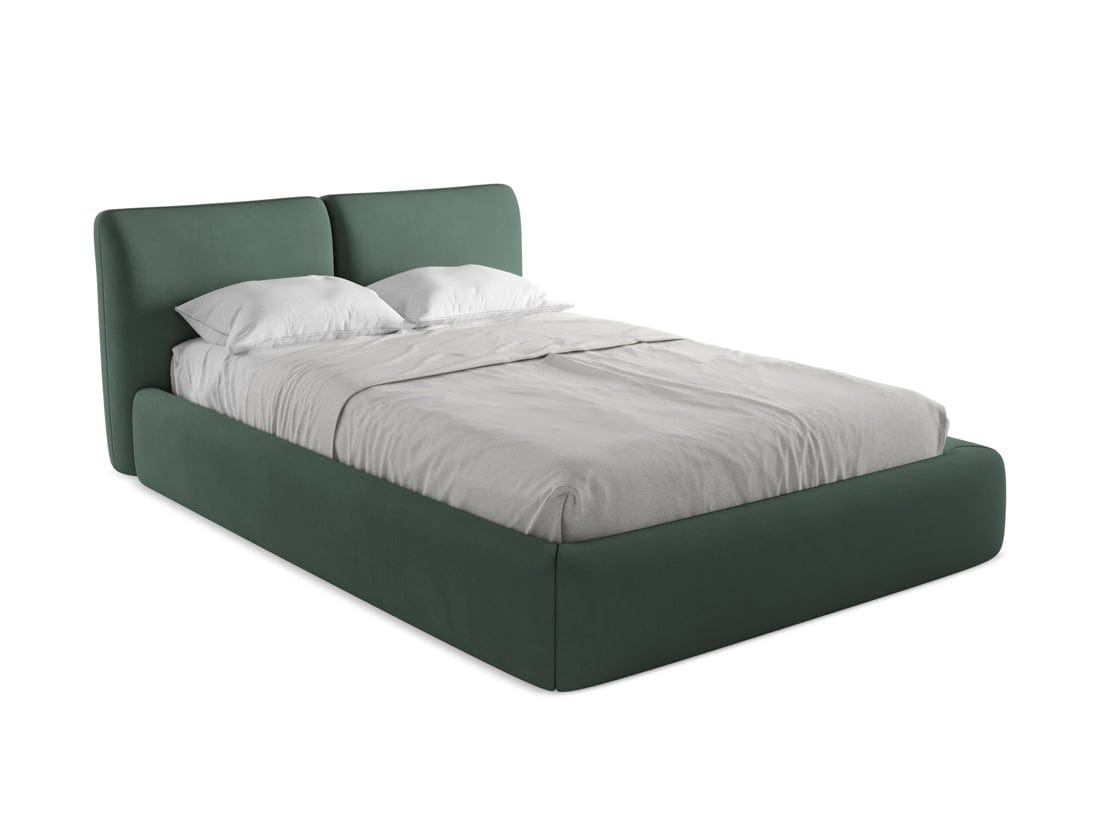 Makamii 200 x 140 cm Pat rabatabil cu lada depozitare, tapitat cu stofa, Hoku C15 Verde