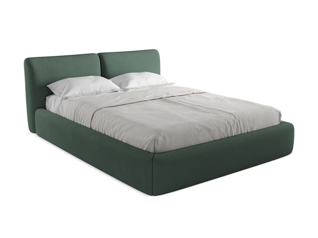 Makamii 200 x 160 cm Pat rabatabil cu lada depozitare, tapitat cu stofa, Hoku C15 Verde