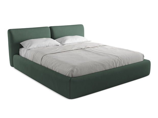 Makamii 200 x 180 cm Pat rabatabil cu lada depozitare, tapitat cu stofa, Hoku C15 Verde