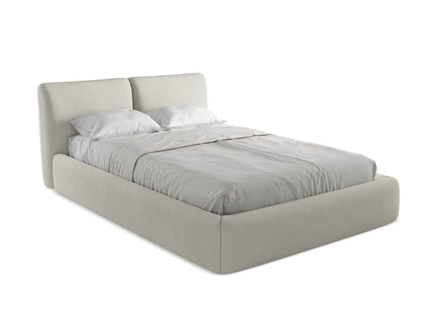 Makamii 200 x 140 cm Pat rabatabil cu lada depozitare, tapitat cu stofa, Hoku C25 Bej