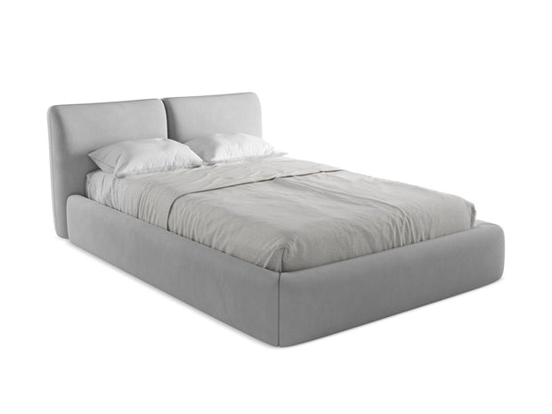 Makamii 200 x 140 cm Pat rabatabil cu lada depozitare, tapitat cu stofa, Hoku C5 Gri Deschis