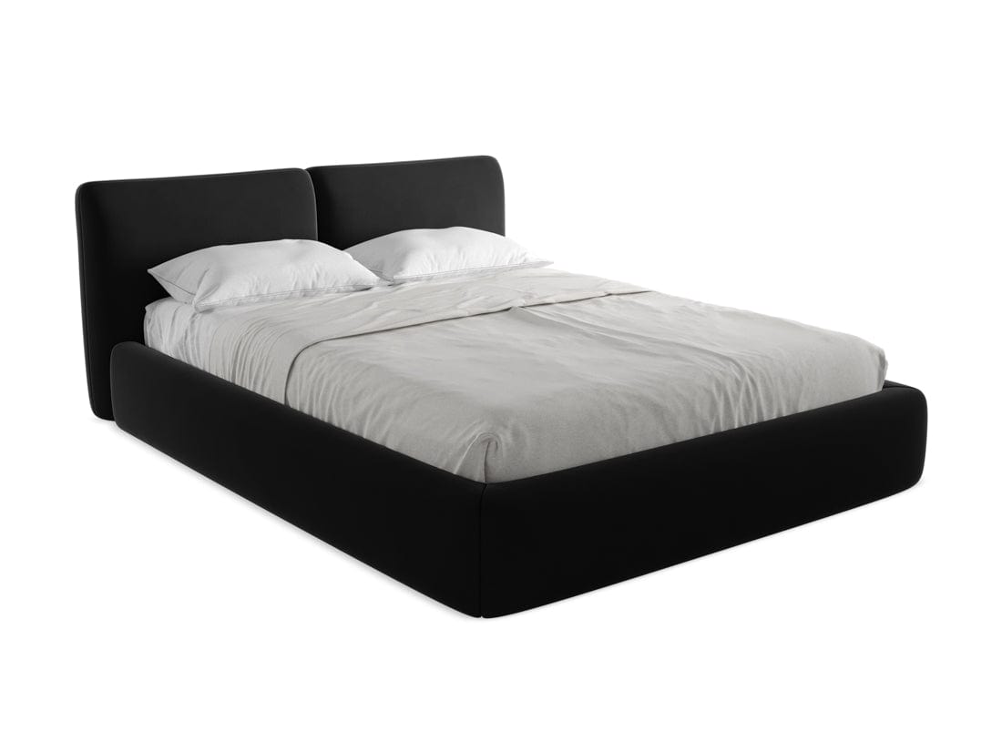 Makamii 200 x 160 cm Pat rabatabil cu lada depozitare, tapitat cu stofa, Hoku Velvet C30 Negru