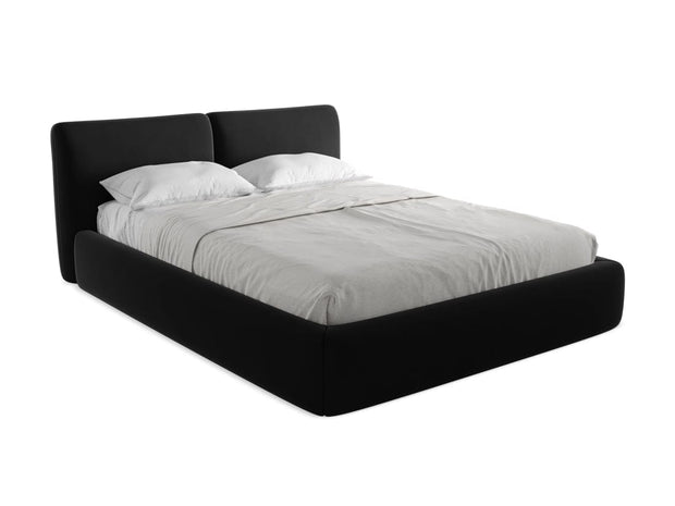 Makamii 200 x 160 cm Pat rabatabil cu lada depozitare, tapitat cu stofa, Hoku Velvet C30 Negru