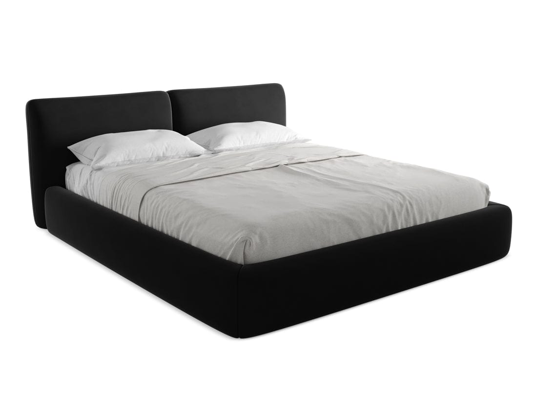 Makamii 200 x 180 cm Pat rabatabil cu lada depozitare, tapitat cu stofa, Hoku Velvet C30 Negru