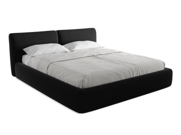 Makamii 200 x 180 cm Pat rabatabil cu lada depozitare, tapitat cu stofa, Hoku Velvet C30 Negru