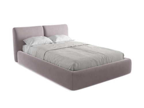 Makamii 200 x 140 cm Pat rabatabil cu lada depozitare, tapitat cu stofa, Hoku Velvet C8 Lila