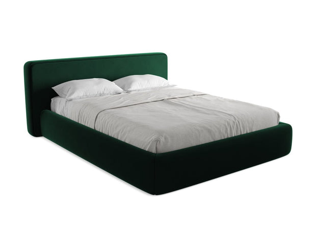 Makamii 200 x 160 cm Pat rabatabil cu lada depozitare, tapitat cu stofa, Kiana Velvet C24 Verde Inchis