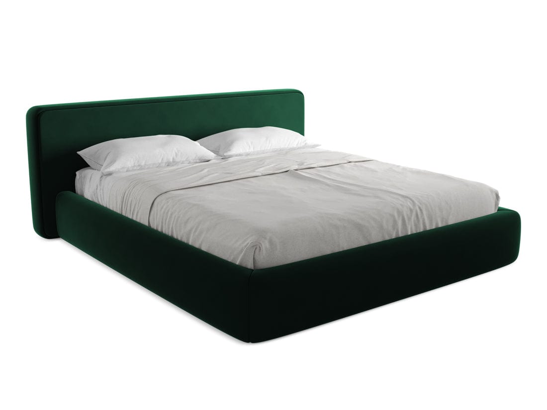 Makamii 200 x 180 cm Pat rabatabil cu lada depozitare, tapitat cu stofa, Kiana Velvet C24 Verde Inchis