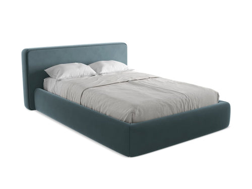 Makamii 200 x 140 cm Pat rabatabil cu lada depozitare, tapitat cu stofa, Kiana Velvet C27 Marin