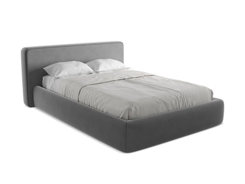 Makamii 200 x 140 cm Pat rabatabil cu lada depozitare, tapitat cu stofa, Kiana Velvet C4 Gri