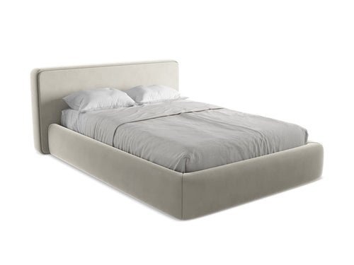 Makamii 200 x 140 cm Pat rabatabil cu lada depozitare, tapitat cu stofa, Kiana Velvet C6 Gri Deschis