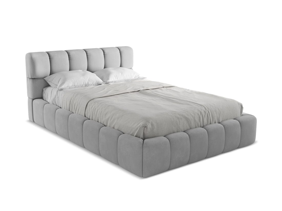 Makamii 200 x 140 cm Pat rabatabil cu lada depozitare, tapitat cu stofa, Nalu C5 Gri Deschis