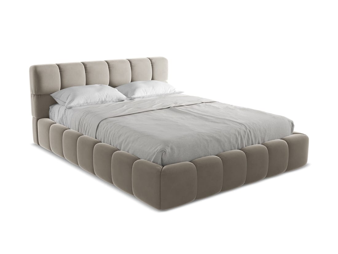 Makamii 200 x 160 cm Pat rabatabil cu lada depozitare, tapitat cu stofa, Nalu Velvet C3 Cappuccino