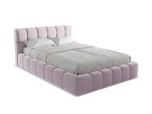 Makamii 200 x 140 cm Pat rabatabil cu lada depozitare, tapitat cu stofa, Nalu Velvet C6 Lila