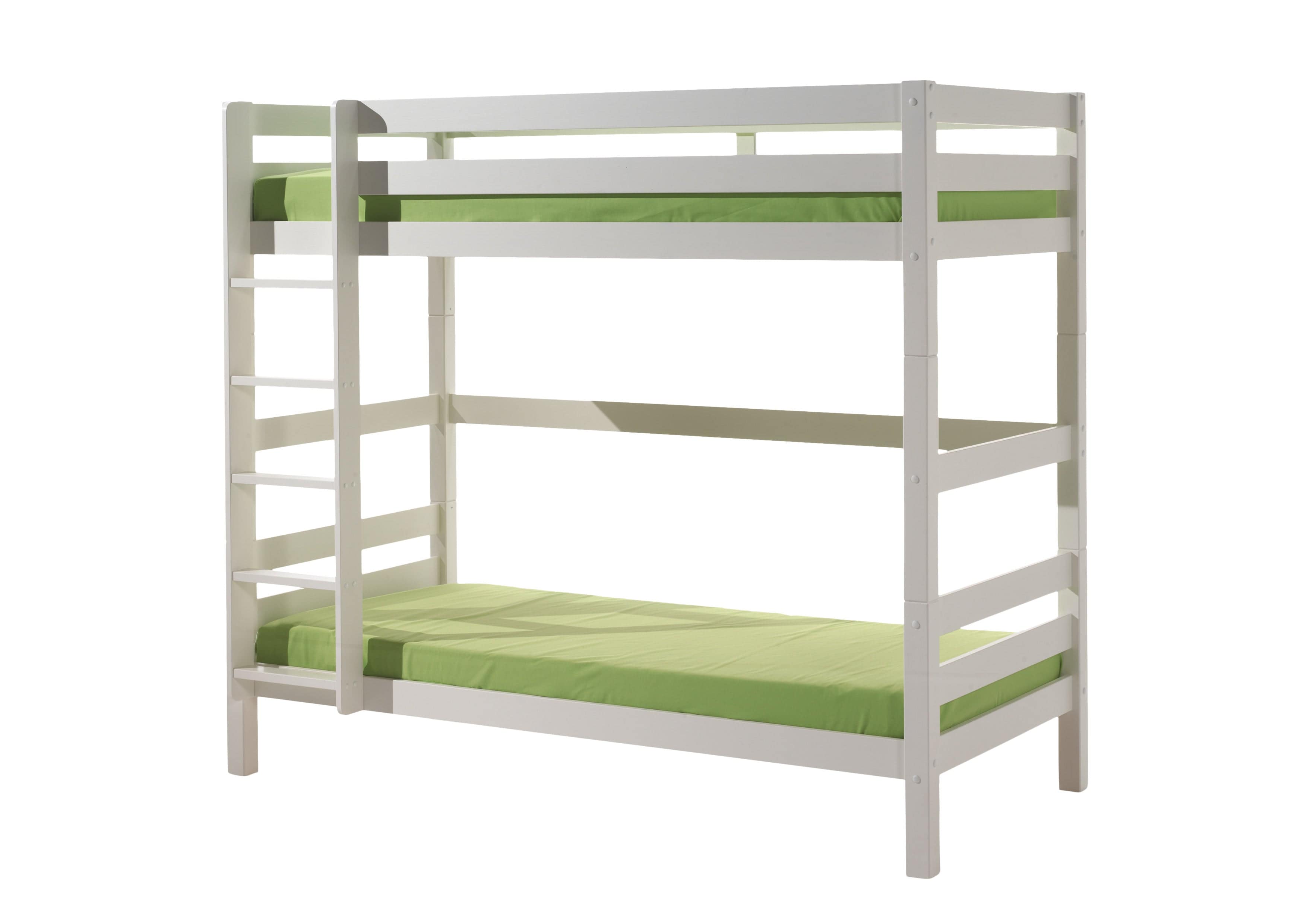 Pat supraetajat din lemn, cu 1 sertar, pentru copii, Pino Alb, 200 x 90 cm (2)