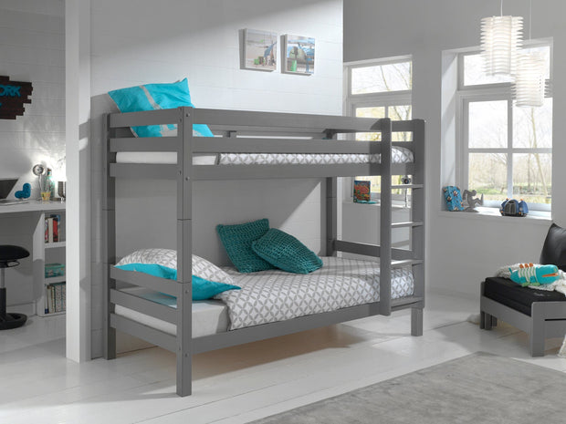 Pat supraetajat din lemn pentru copii, Pino Bunk 160 Gri, 90 x 200 cm (1)
