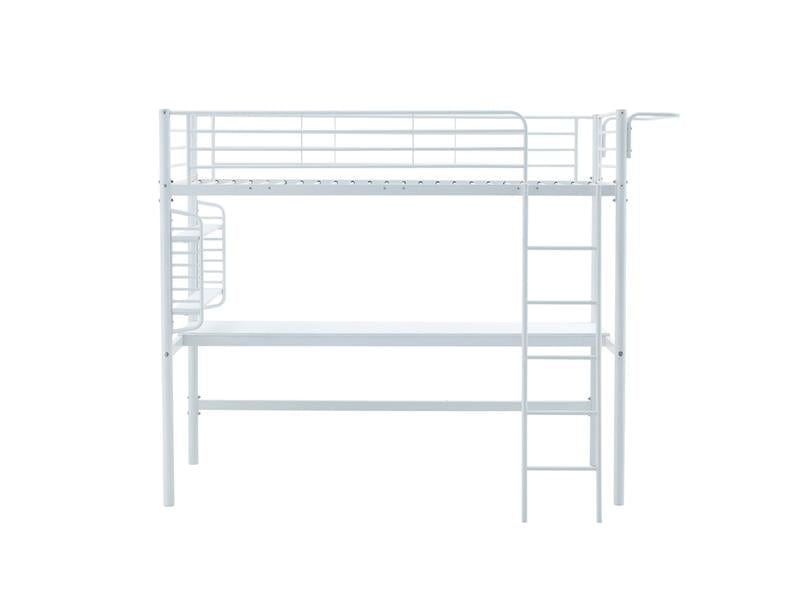 Halmar 200 x 90 cm Pat supraetajat din metal, cu birou incorporat pentru copii Dolcis Alb, 200 x 90 cm