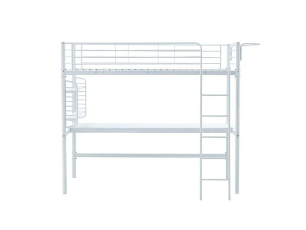 Halmar 200 x 90 cm Pat supraetajat din metal, cu birou incorporat pentru copii Dolcis Alb, 200 x 90 cm