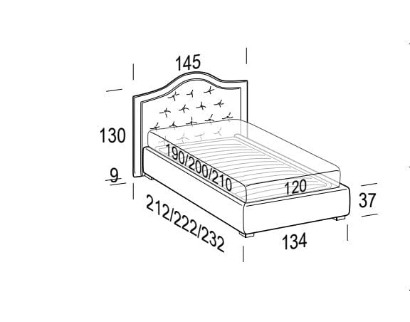 LeComfort Pat tapitat cu spatiu de depozitare Damati