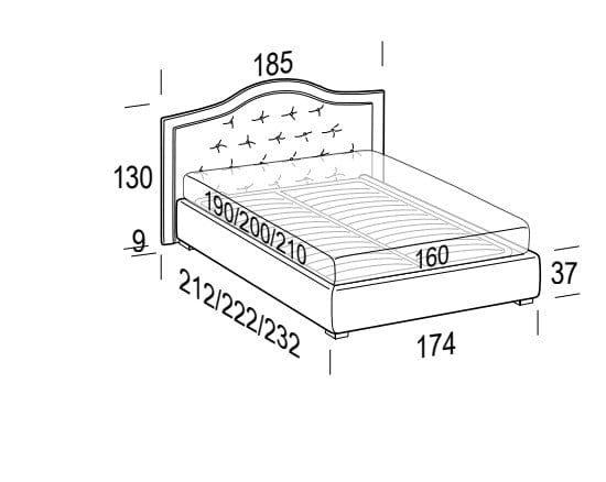 LeComfort Pat tapitat cu spatiu de depozitare Damati