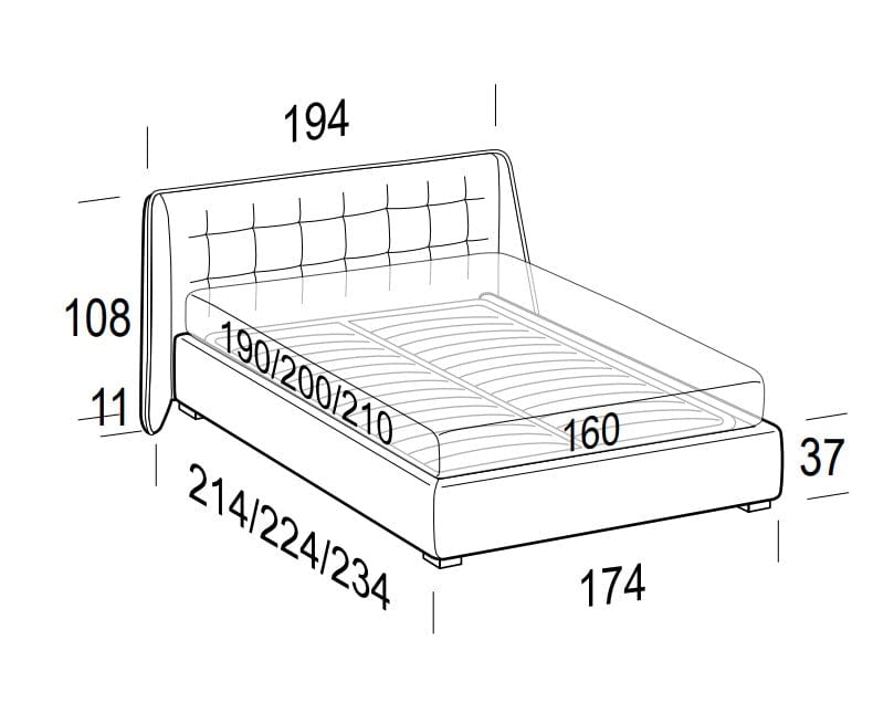 LeComfort Pat tapitat cu spatiu de depozitare Gustav