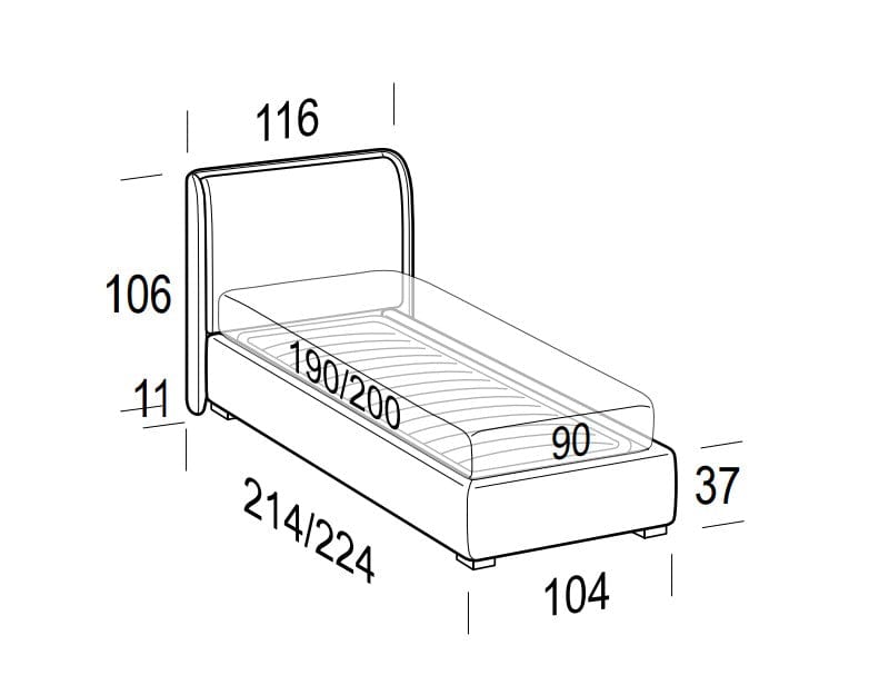 LeComfort Pat tapitat cu spatiu de depozitare Winds