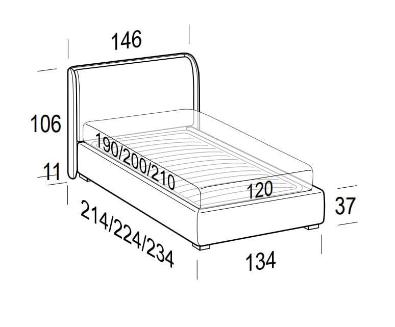 LeComfort Pat tapitat cu spatiu de depozitare Winds
