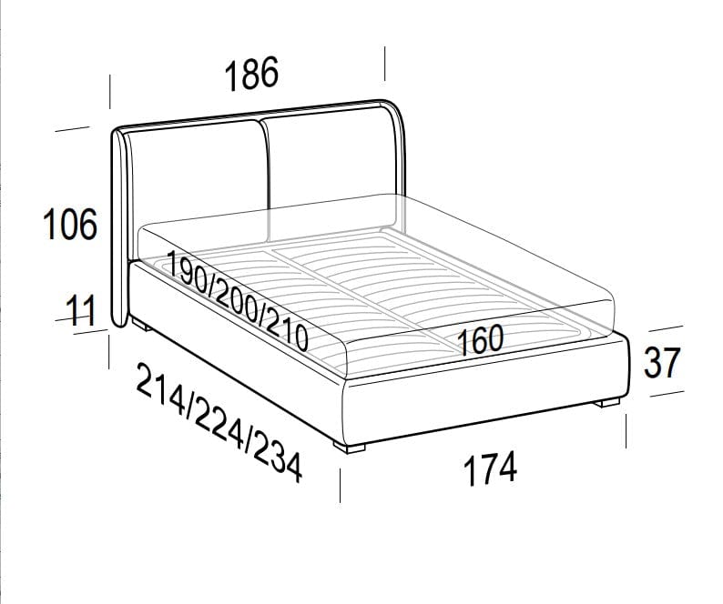 LeComfort Pat tapitat cu spatiu de depozitare Winds