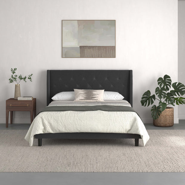 Dorel Home Pat tapitat cu stofa Antracit Her Majesty