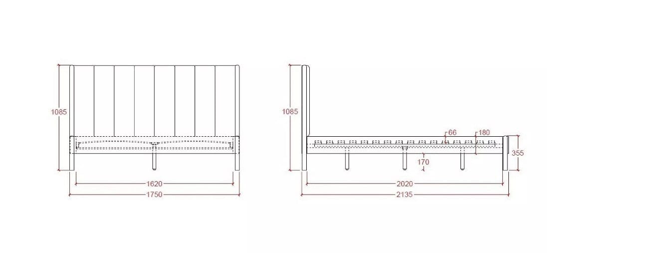 Signal 200 x 160 cm Pat tapitat cu stofa, Belmont Raven Gri Deschis