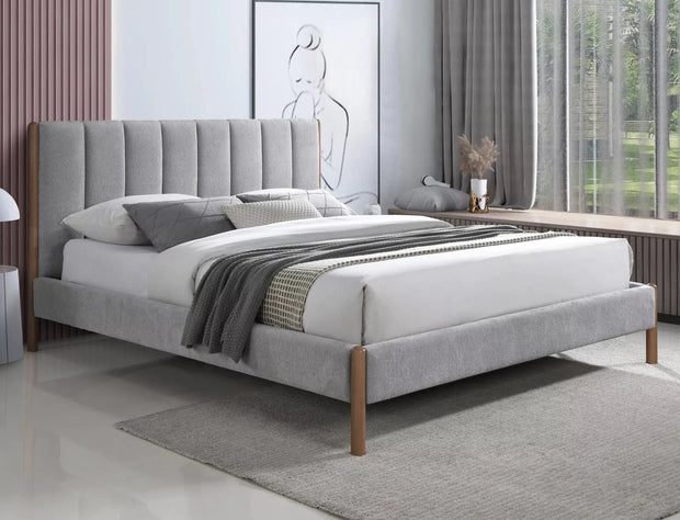 Signal 200 x 160 cm Pat tapitat cu stofa, Belmont Raven Gri Deschis