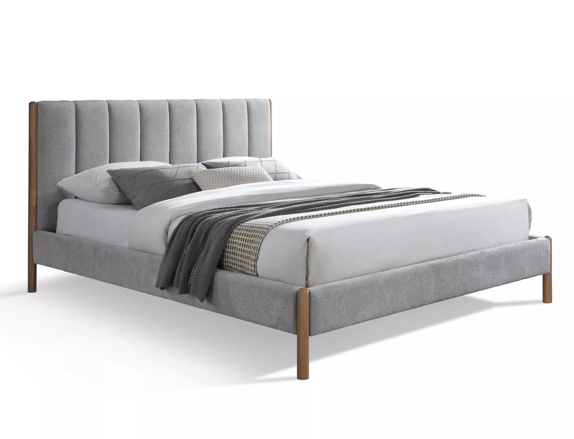 Signal 200 x 160 cm Pat tapitat cu stofa, Belmont Raven Gri Deschis