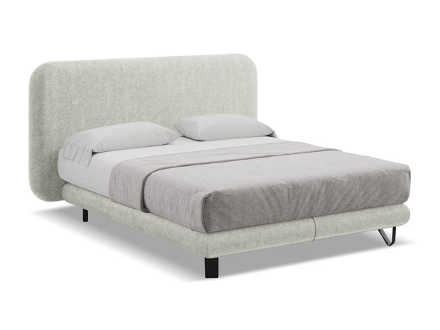 Makamii 200 x 140 cm Pat tapitat cu stofa boucle, saltea inclusa, Ilima C13 Bej